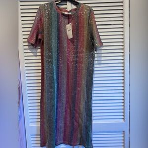 Sparkling Multicolor Striped Dress